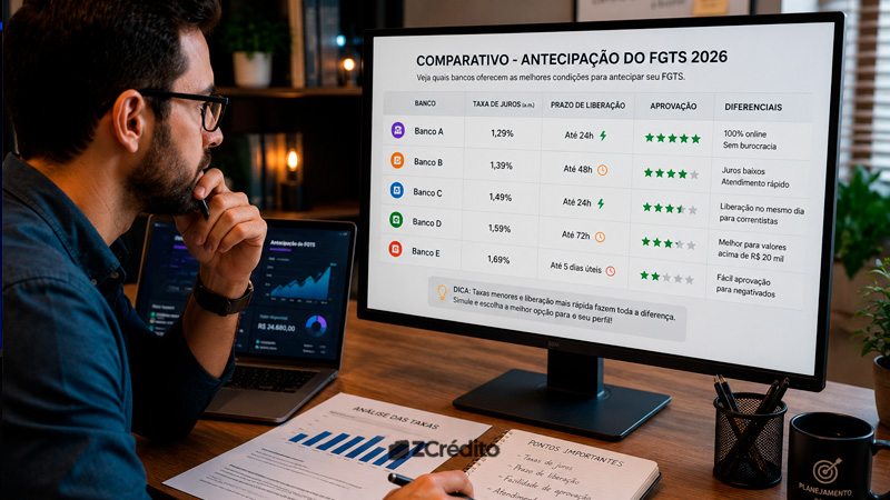 Melhores bancos para antecipar o FGTS descubra quais instituições oferecem juros menores, aprovação rápida e contratação digital em 2026